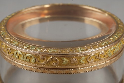 Boite ronde or et cristal, 18e siècle - Louis XVI
