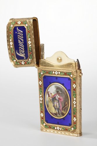 Objets de Vitrine Coffret & Nécessaire - Etui à tablettes, carnet de bal en or, émail, fin du XVIIIe siècle