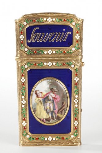 Etui à tablettes, carnet de bal en or, émail, fin du XVIIIe siècle - Ouaiss Antiquités