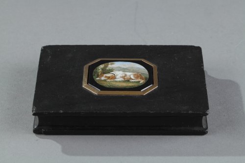 Objets de Vitrine  - Presse papier à micromosaique et or d'après G.Barberi, milieu XIXe siècle