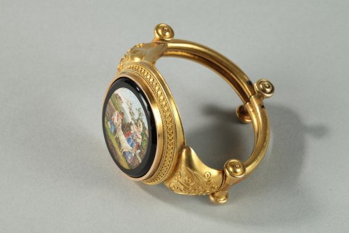 XIXe siècle - Bracelet en or et micro-mosaïque Circa 1860-1870