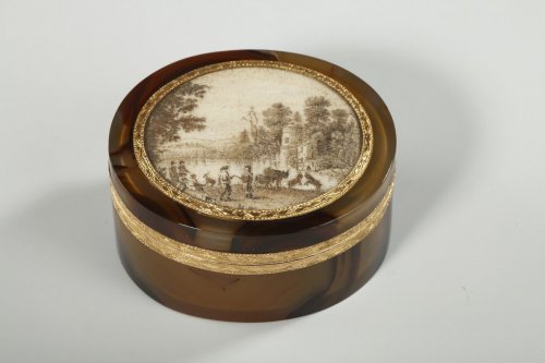 Boite en agate, or et miniature XVIIIe siècle - Ouaiss Antiquités