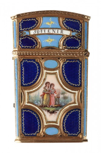 Etui à tablettes en or, émail et ivoire, Suisse XVIIIe siècle
