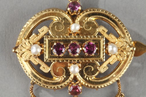 Parure d'époque Napoléon III en or, perles, pierres fines - Ouaiss Antiquités