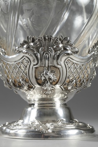Ernie - Aiguière ou carafe en argent et cristal Circa 1880-1890 - Argenterie et Arts de la table Style Napoléon III