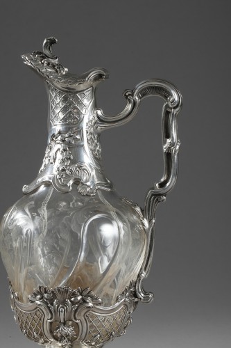 Argenterie et Arts de la table  - Ernie - Aiguière ou carafe en argent et cristal Circa 1880-1890
