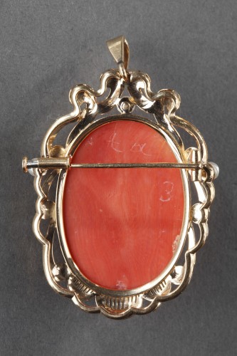 Broche et pendentif or et corail vers 1860 - Ouaiss Antiquités