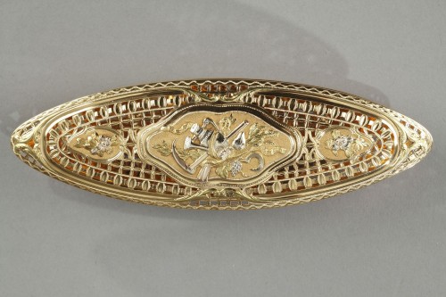 XVIIIe siècle - Navette en or, travail d'époque Louis XV
