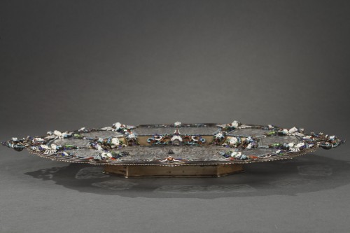 Plat en cristal de roche, vermeil - Karl Rössler circa 1890 Vienne - Argenterie et Arts de la table Style Napoléon III
