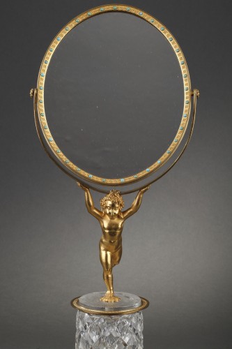 Miroirs, Trumeaux  - Miroir Charles X en cristal et bronze doré à système musical