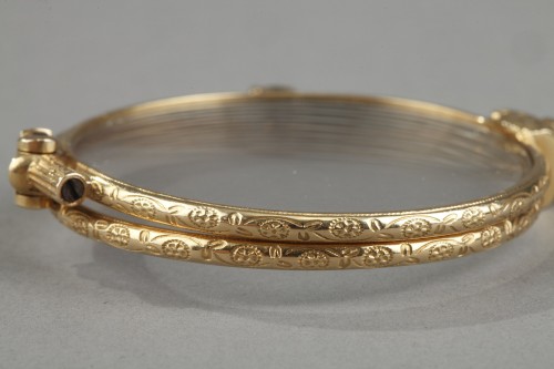 Antiquités - Face à main en or, diamants et rubis XIXe siècle