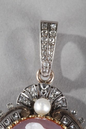 XIXe siècle - Camée agate, or et diamants XIXe siècle