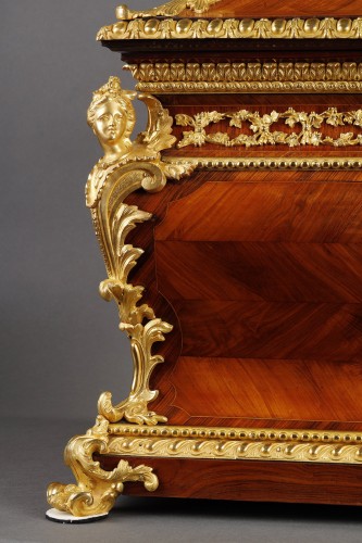 Objets de Vitrine Coffret & Nécessaire - Très grand coffre en palissandre, bronze doré et porcelaine Napoléon III