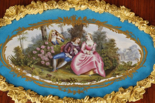 Napoléon III - Très grand coffre en palissandre, bronze doré et porcelaine Napoléon III