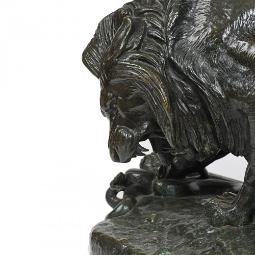 Sculpture Sculpture en Bronze - Antoine-Louis Barye (1795-1875) - Lion au Serpent