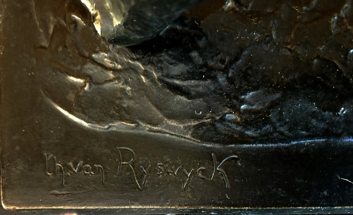 Sculpture Sculpture en Bronze - Thierry Van RYSWYCK (1911-1958) -Tigre feulant