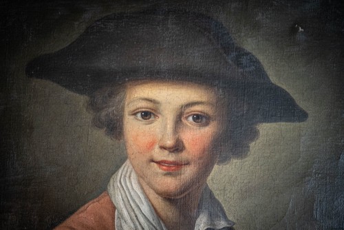 Tableaux et dessins Tableaux XVIIIe siècle - Portrait d’un jeune garçon dessinant