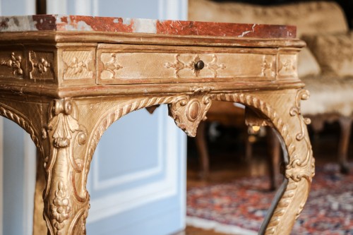 Table console de milieu en bois doré - Galerie Pellat de Villedon