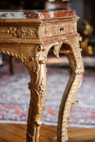 Table console de milieu en bois doré - Régence