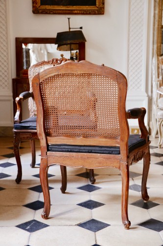 Antiquités - Paire de fauteuils cannés d'époque Régence