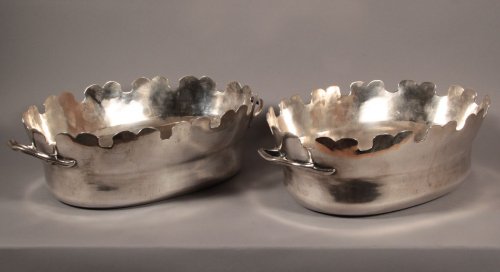 Paire de rafraîchissoirs à verres, XVIIIe siècle - Argenterie et Orfèvrerie Style 