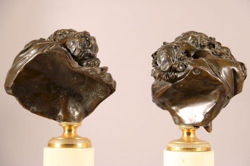 Paire de bronzes "Les Baisers" modèle de Houdon, fin XVIIIe, début XIXe siècle - Sculpture Style 