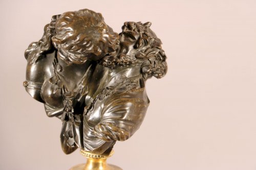 XIXe siècle - Paire de bronzes "Les Baisers" modèle de Houdon, fin XVIIIe, début XIXe siècle