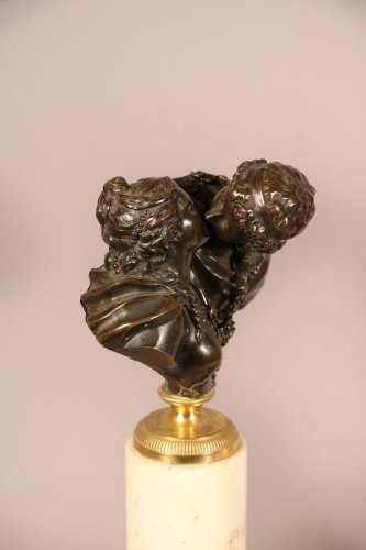  - Paire de bronzes "Les Baisers" modèle de Houdon, fin XVIIIe, début XIXe siècle