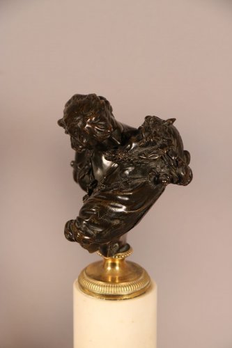 Antiquités - Paire de bronzes "Les Baisers" modèle de Houdon, fin XVIIIe, début XIXe siècle
