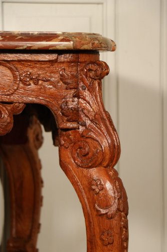 Table console d'époque Régence en chêne et marbre Sarrancolin - Galerie Pellat de Villedon