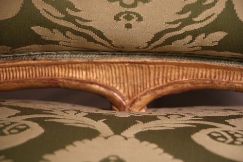 Antiquités - Ensemble de quatre fauteuils à la reine en bois doré estampillé Tilliard