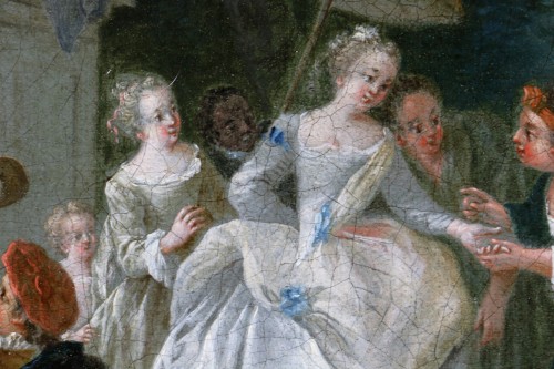 Antiquités - Nicolas Lancret (1690-1743) et atelier - Scène dans un parc, la diseuse de bonne aventu