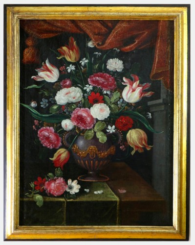 Andries Daniels (1580 – 1640) et atelier - Riche bouquet de fleurs dans un vase