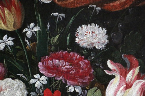 Andries Daniels (1580 – 1640) et atelier - Riche bouquet de fleurs dans un vase - Louis XIII