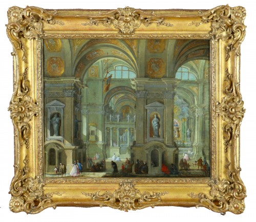 Intérieur d’église - Monogrammé attribué à Pietro Bellotti (1725-1804) 
