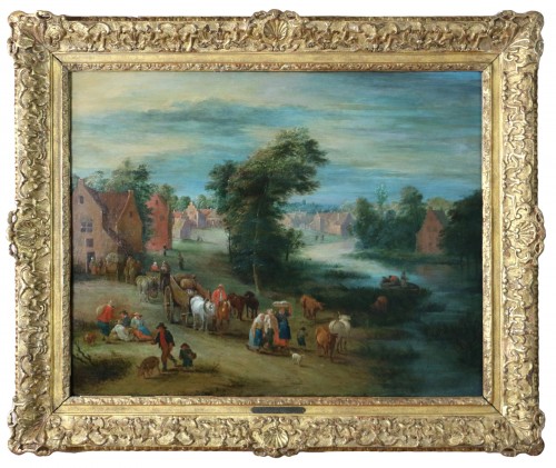 Theobald Michau (1676- 1765) - Scène villageoise et fluviale