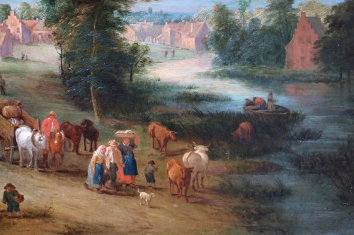 Louis XV - Theobald Michau (1676- 1765) - Scène villageoise et fluviale