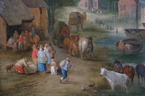 Theobald Michau (1676- 1765) - Scène villageoise sur les rives d'un fleu - Galerie PhC