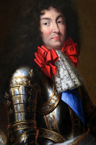 Grand Portrait de Louis XIV en armure - Attribué à Jean Nocret (1615, 1672) - Galerie PhC