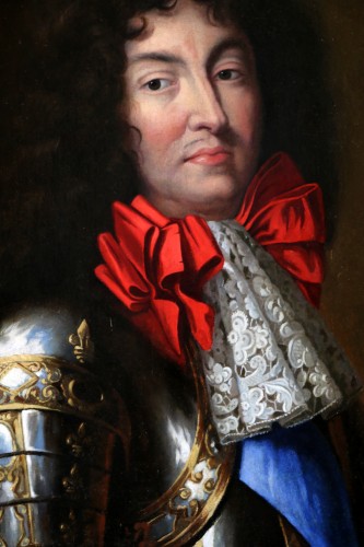 Louis XIV - Grand Portrait de Louis XIV en armure - Attribué à Jean Nocret (1615, 1672)