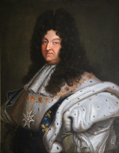 Tableaux et dessins Tableaux XVIIIe siècle - Portrait de Louis XIV en costume de sacre, école française du XVIIIè siècle
