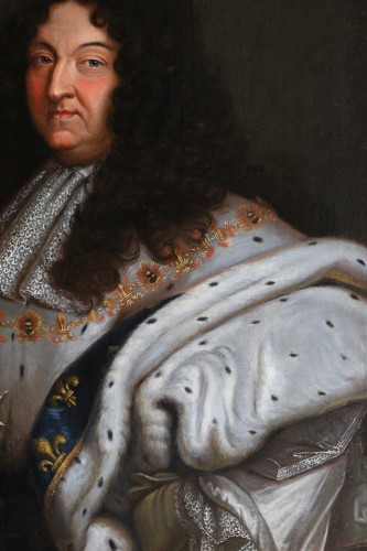 XVIIIe siècle - Portrait de Louis XIV en costume de sacre, école française du XVIIIè siècle