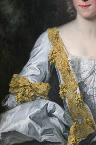 Portrait d'une dame de qualité - attribué à Louis Tocqué (1696-1772).  - Galerie PhC