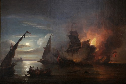 Thomas Luny (1759-1837) - Guerres barbaresques (1801 - 1816) Bataille navale 1815 - Tableaux et dessins Style Empire