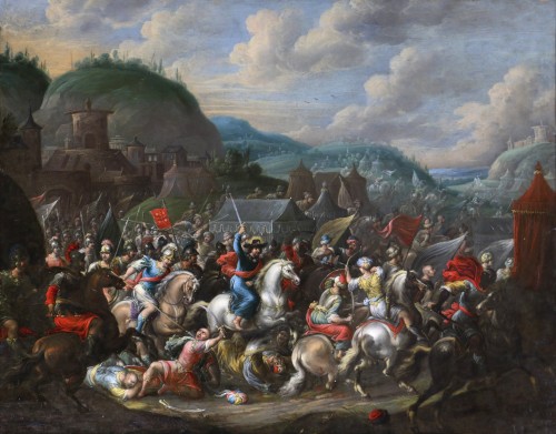 Gérard Hoet (1648 - 1733) attribué - La bataille de Clavijo - Tableaux et dessins Style Louis XIV