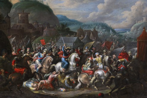 Tableaux et dessins Tableaux XVIIe siècle - Gérard Hoet (1648 - 1733) attribué - La bataille de Clavijo