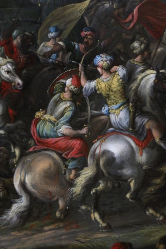 Antiquités - Gérard Hoet (1648 - 1733) attribué - La bataille de Clavijo