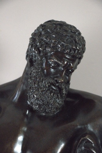 Antiquités - Hercule Farnèse Bronze à patine brune, école italienne du 19è siècle