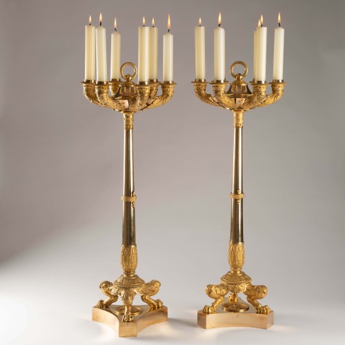 Thomire à Paris - Paire de candélabres en bronze doré - Luminaires Style 