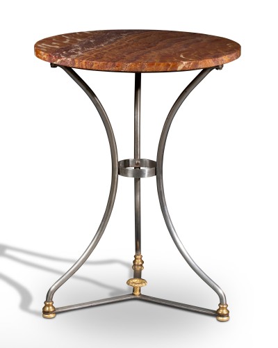 Mobilier Table & Guéridon - Paire de guéridons en acier poli et bronze doré
